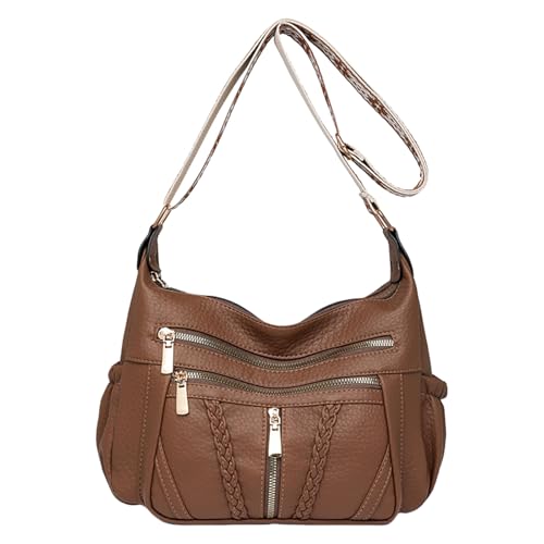 Watreketal Funktionelle Multi Taschen Umhängetasche Für Frauen Weiche PU Leder Crossbody Satchel Mit Verstellbarem Gurt Shopping Umhängetasche von Watreketal
