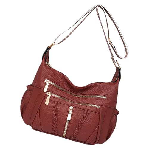 Watreketal Funktionelle Multi Taschen Umhängetasche Für Frauen Weiche PU Leder Crossbody Satchel Mit Verstellbarem Gurt Shopping Umhängetasche von Watreketal