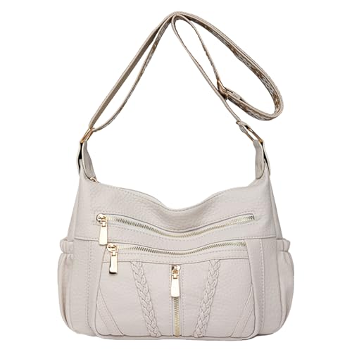 Watreketal Funktionelle Multi Taschen Umhängetasche Für Frauen Weiche PU Leder Crossbody Satchel Mit Verstellbarem Gurt Shopping Umhängetasche von Watreketal