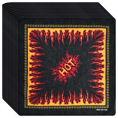 Watreketal Haarband,12 Lose quadratisches Kopftuch für den Außenbereich, Hiphop-Totenkopf, Baumwollkopftuch für stilvolle Kopf- und Halsbekleidung von Watreketal