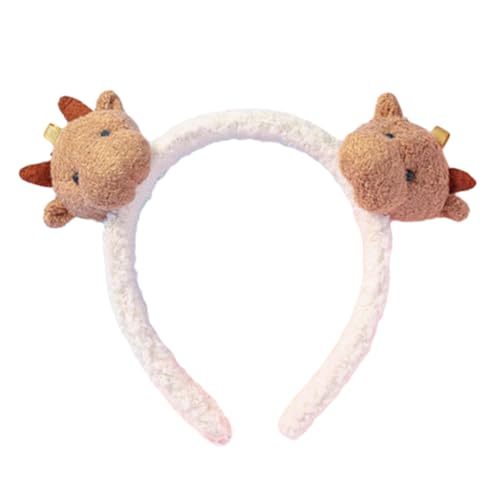 Watreketal Haarband,3D Plüsch Kuh Stirnband Frauen Mädchen Faux Lamm Wolle Haar Zubehör Cartoon Stofftier Haar Hoop Make-Up Kopfschmuck von Watreketal