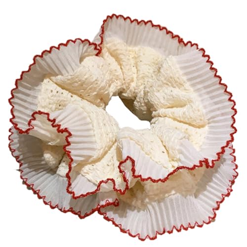 Watreketal Haarband,Ästhetische Scrunchies Elastisches Doppellagiges Haarseil aus Spitze Hochzeit Party Strand Kopfbedeckung Große Dutts Haar Elastisches Haarband aus Spitze von Watreketal