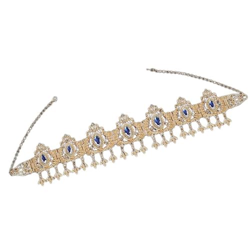 Watreketal Haarband,Arabische Hochzeit Kopfkette mit Strasssteinen Ethnisch ausgehöhlte Diademe Kopfkette Stirnkette Kristall Stirn Haarschmuck von Watreketal