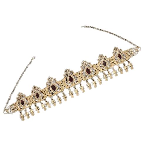 Watreketal Haarband,Arabische Hochzeit Kopfkette mit Strasssteinen Ethnisch ausgehöhlte Diademe Kopfkette Stirnkette Kristall Stirn Haarschmuck von Watreketal