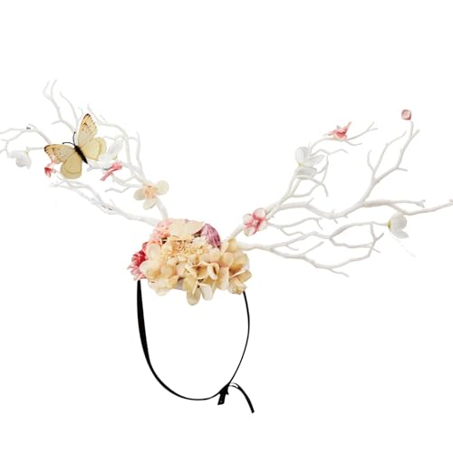 Watreketal Haarband,Blumenzweig-Cosplay-Kopfbedeckung, Party-Blumenkopfbedeckung, Teufelszweig-Animationsschmetterling für Live-Show-Rollenspiele von Watreketal