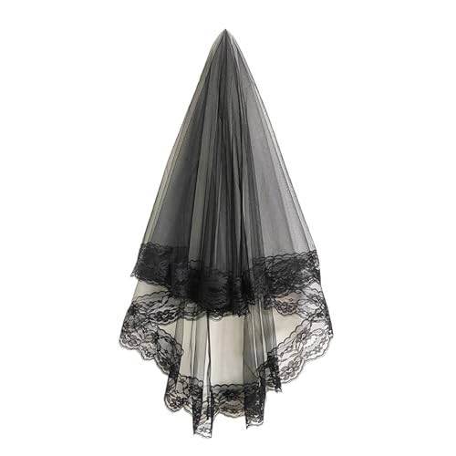 Watreketal Haarband,Brautschleier, Bachelorette Party Dekorationen, Braut zu sein, Brautdusche, Hochzeit, schwarz, doppellagig, florale Spitze von Watreketal