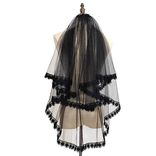 Watreketal Haarband,Brautschleier Braut Aufwendiges Tüll Kopftuch Spitze Schwarz Junggesellinnenabschied Junggesellinnenabschied Brautschleier Junggesellinnenabschied Kopftuch von Watreketal