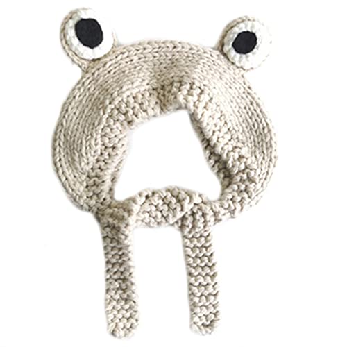 Watreketal Haarband,Cartoon-Strick für Frosch-Stirnbänder, warme Wintermütze mit Ohrenklappen, schöne Foto-Requisiten, Verkleidung für Kinderpartys, Foto-Requisiten von Watreketal
