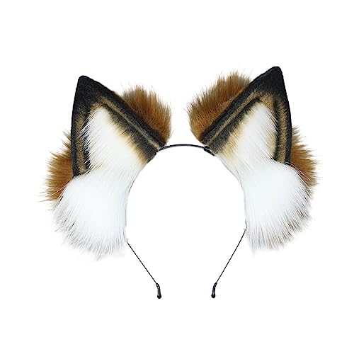 Watreketal Haarband,Cosplay Füchse Ohr Stirnband Frau Studenten Karneval Anime Charakter Haarband Katze Ohr Stirnbänder Plüsch Weihnachten Haar Hoop von Watreketal