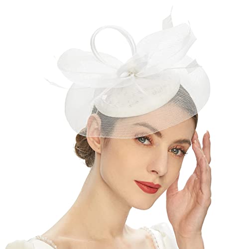 Watreketal Haarband,Eleganter Pillboxhut Fascinator Hut mit Schleier 20er Jahre Teehut für Mädchen Damen Vintage Pillboxhut Teehut Fascinators von Watreketal