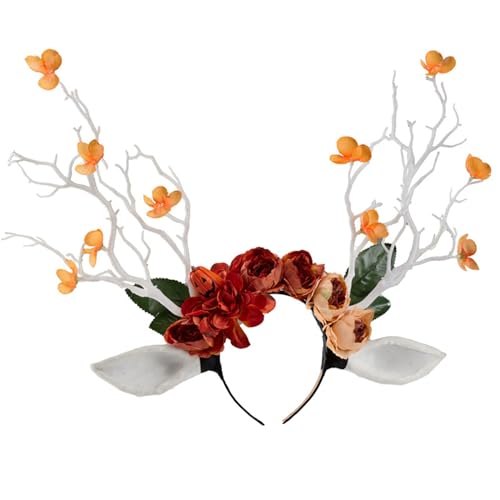 Watreketal Haarband,Erwachsene Teen Zweig Rentiere Horn Stirnbänder Frau Haar Hoop Make-Up Weihnachten Unter Fotos Karneval Party Kopfstück von Watreketal