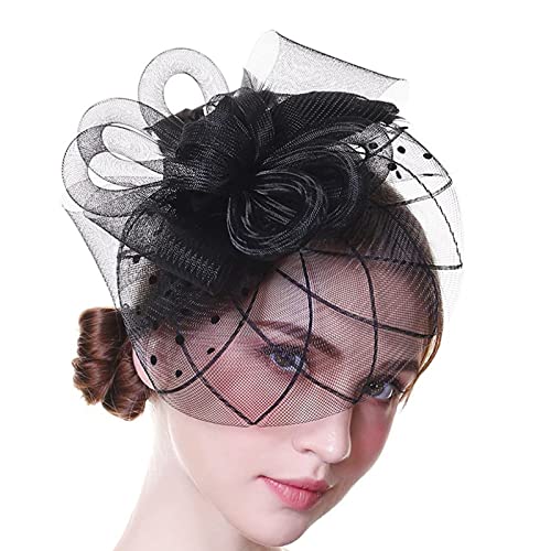 Watreketal Haarband,Fascinator Damen Fascinator Stirnband Tea Party Fascinator Cocktail Mesh Stirnband Blume Fascinator Schleier Mesh von Watreketal