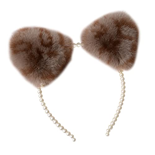 Watreketal Haarband,Frauen Tier für Katzenohren Haar Hoop Perle Stirnband Kätzchen Ohren Haarband Halloween Party Haar Hoops Anime Cosplay Phantasie von Watreketal