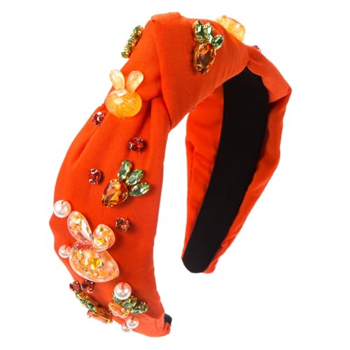 Watreketal Haarband,Geknotetes Stirnband für Frauen mit Strasssteinen und Perlen, Haarreif, hoher Schädel, breites Stirnband, Turban-Haarband, Haarreif für Mädchen zum Waschen des Gesichts von Watreketal