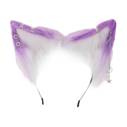 Watreketal Haarband,Haarreif in Katzenohrform mit Cartoon-Füchsen und Legierungs-Ohrring-Dekor, Haarhalter, Cosplay-Party-Kopfbedeckung für Teenager und Erwachsene von Watreketal
