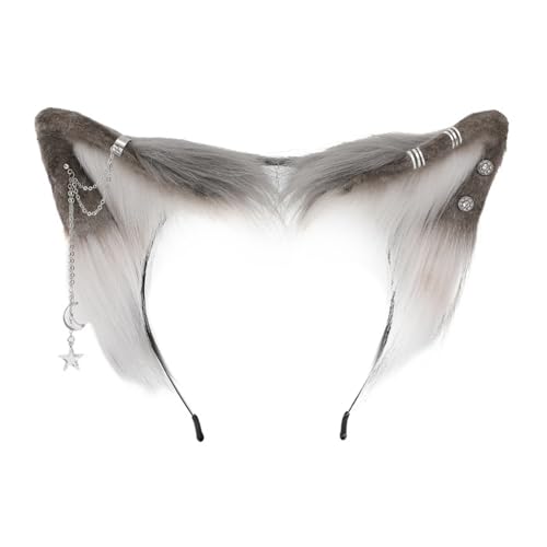 Watreketal Haarband,Haarreif in Katzenohrform mit Cartoon-Füchsen und Legierungs-Ohrring-Dekor, Haarhalter, Cosplay-Party-Kopfbedeckung für Teenager und Erwachsene von Watreketal