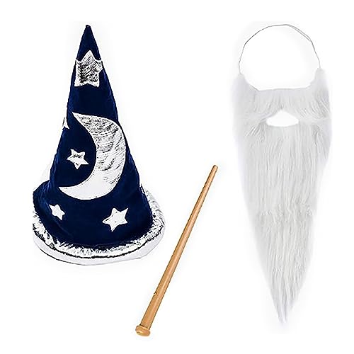 Watreketal Haarband,Halloween Hexenhut Bart Hexenstab Alles im Set Festival Party Anzieh Maskenbälle Damen Cosplay Kostüm Set von Watreketal