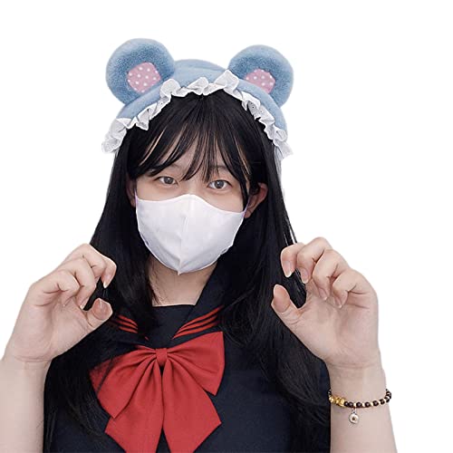 Watreketal Haarband,Karnevalsparty-Haarband für Frauen, die Fotos machen, aus plissierter Spitze, Bärenohr-Form, hübscher Haarreif für Erwachsene und Teenager von Watreketal