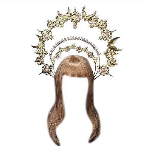 Watreketal Haarband,Perlen Stirnband Prinzessin Kopfschmuck Festzug Abschlussball Party Requisiten Vintage Tiaras Haar Hoop für Gottheit Frauen von Watreketal