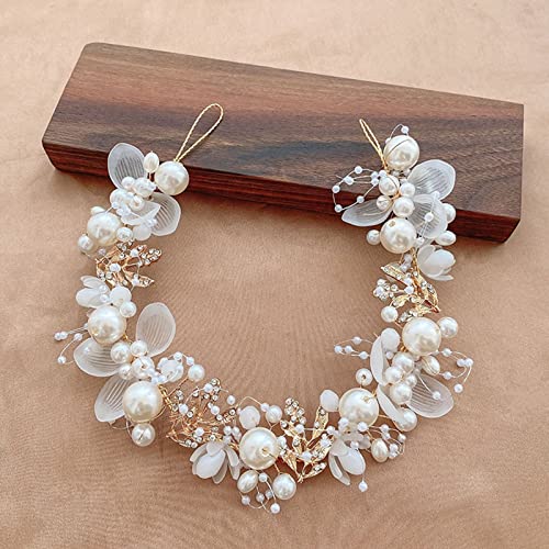 Watreketal Haarband,Prinzessin Kopf Hoop Mädchen Geburtstag Party Zarte Blume + Perlen Haar Schmuck Wunderschöne Kopfschmuck Prom Dress Up von Watreketal