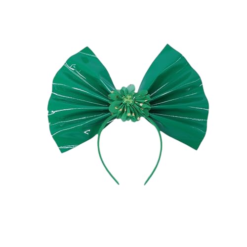 Watreketal Haarband,Stirnband mit irischer Schleife und Kleeblatt, Patricks Day, glänzendes Stirnband für Damen, Weihnachten, für Festivalfotografie von Watreketal