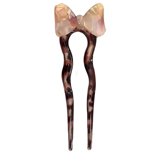 Watreketal Haarband,U-förmige Haarnadel aus Acetat, französische geometrische Haarnadel mit Schleife, Haarspangen, rutschfeste Essstäbchen, Haarstab für Frauen von Watreketal