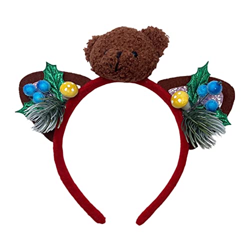 Watreketal Haarband,Weihnachts-Ohr-Stirnband, Haarreifen, Weihnachtsbär-Stirnband, Weihnachtshaarband mit Tannennadeln, Tannenzapfen, Haar-Accessoires von Watreketal