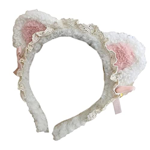Watreketal Haarband,für Katzenohren Haarband mit Glöckchen Schleife Stirnband Kätzchenohren Haarreifen mit Rüschen Spitze Anime Cosplay Fancy von Watreketal