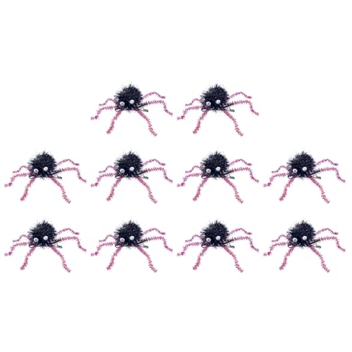 Watreketal Haarklammer,10 STÜCKE Fuzzy 3D Spinnen Haarspange Halloween Seitliche Haarnadel Haar Styling Werkzeug für Seitliches Haar Punk Erwachsene Kinder Festival Kopfbedeckung von Watreketal