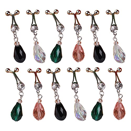 Watreketal Haarklammer,12 Teile/satz Wassertropfen Faux Kristall Anhänger Hijab Schal Metall Clips Kopftuch Schal Ethnische Safey Brosche Pins Bekleidungszubehör Gemischte Farben von Watreketal