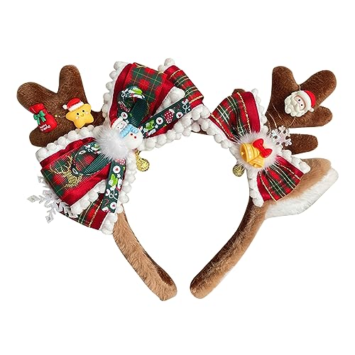 Watreketal Haarklammer,Elegante Weihnachts-Lolitas-Haarspange, festlicher Hut mit Hirschhörnern, hübscher handgemachter Lolitas-Hut, Weihnachts-Haar-Accessoires von Watreketal