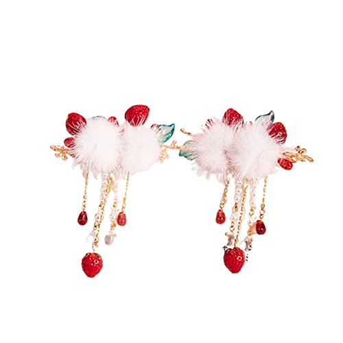 Watreketal Haarklammer,Erdbeer-Haarnadel, schöne weibliche chinesische festliche Haarspange, Kopfschmuck, Haarspange, Haarspange für Frauen von Watreketal