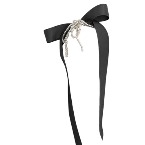 Watreketal Haarklammer,Haarspange mit Schleifen, lange Haarschleifen, Satin-Haarnadel, Quasten, Haarbänder mit Perlen für Frauen und Mädchen, süßes Haarnadel-Accessoire von Watreketal