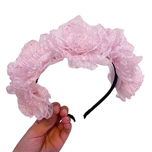 Watreketal Haarklammer,Vintage-Stirnbänder aus Spitze mit Blumenmuster, Haarreif aus Netzspitze, süße Foto-Requisiten, haariges Stirnband, handgefertigte Haar-Accessoires für Frauen von Watreketal