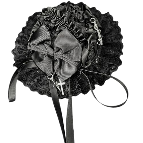 Watreketal Haarreif, kleiner Hutband, Spitzen-Haarspangen für Damen, Flapper, Fascinator, Zubehör für Cosplay, elegante Kreuze, Rose, Cosplay von Watreketal