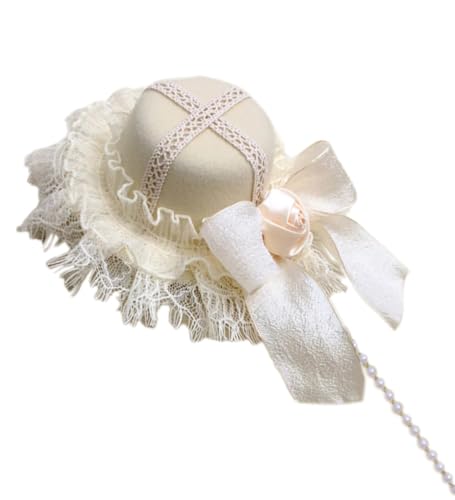 Watreketal Haarreif, kleiner Hutband, Spitzen-Haarspangen für Damen, Flapper, Fascinator, Zubehör für Cosplay, elegante Perlen, Rose, Cosplay von Watreketal