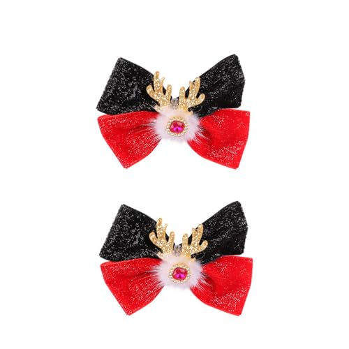 Watreketal Haarspangen, Weihnachts-Rentier-Haarspangen mit Pompons, weiches Polyestergewebe, bequem, einfach zu tragen, für Damen und Mädchen von Watreketal