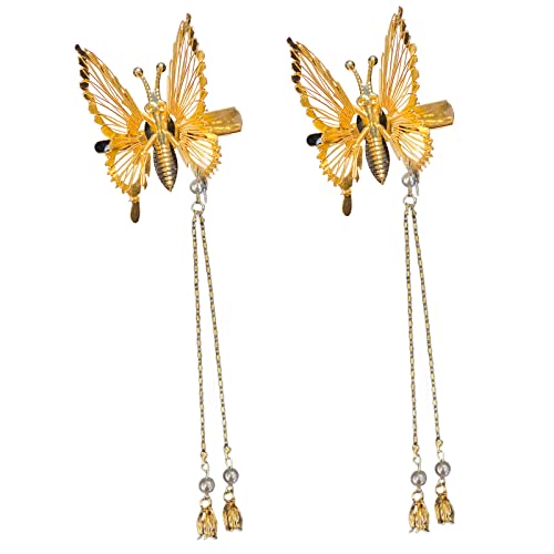 Watreketal Haarspangen, zitternde Schmetterlings-Form mit Perlen, Quasten, Kopfbedeckung, Foto-Requisiten, Haarschmuck, Feenperlen, Kopfschmuck von Watreketal