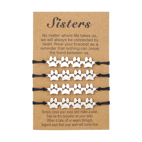 Watreketal Handgefertigte Paar Armbänder Freundschaftsarmbänder Verstellbare Fußkettchen Seilarmband Edelstahl Textur Für Frauen Mädchen Katzen Und Hundemotivschmuck von Watreketal