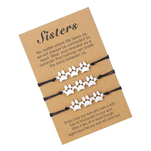 Watreketal Handgefertigte Paar Armbänder Freundschaftsarmbänder Verstellbare Fußkettchen Seilarmband Edelstahl Textur Für Frauen Mädchen Katzen Und Hundemotivschmuck von Watreketal
