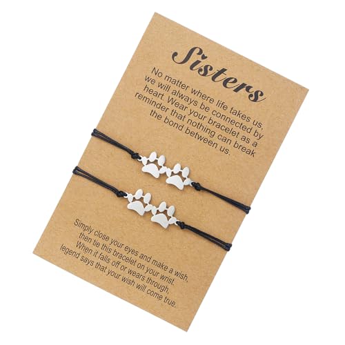 Watreketal Handgefertigte Paar Armbänder Freundschaftsarmbänder Verstellbare Fußkettchen Seilarmband Edelstahl Textur Für Frauen Mädchen Katzen Und Hundemotivschmuck von Watreketal