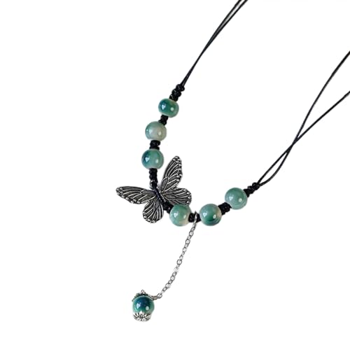 Watreketal Handgefertigter Keramik Neckketten Schmuck Ethnischer Stil Keramik Halskette Accessoire Mit Handgefertigtem Schmetterling Anhänger Leichtes Und Komfortables Accessoire von Watreketal