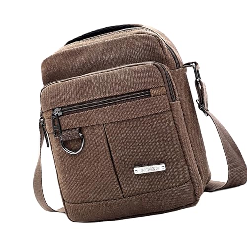 Watreketal Herren Casual Canvas Handtasche Zum Pendeln Und Kurze Reise Kleine Crossbody Umhängetasche Multi Taschen Rätsel Tasche Tasche Stylish Herren Satchel von Watreketal