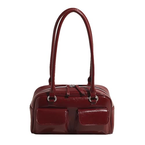 Watreketal Koreaner Retro Doppel Taschen Umhängetasche Feste Farbe Achselhalterung Handtasche Reißverschluss Achsel Für Arbeit Und Einkaufseinkauf Elegant von Watreketal