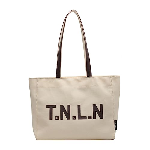 Watreketal Leinwandtasche Für Mädchen Frauen Lässige Käufer Taschen Handtasche Große Kapazität Umhängetasche Mit Buchstabenmuster Lady Geldbeutel Langlebig von Watreketal