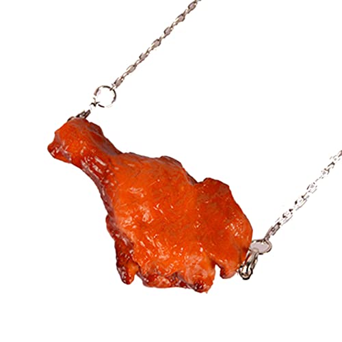 Watreketal Lustige Simulation Food Anhänger Halskette Gebratener Hühnchen Drumstick & Flügel Schlüsselbein Kette Unisex Geburtstagsgeschenk Gebratenes Hühnchen von Watreketal