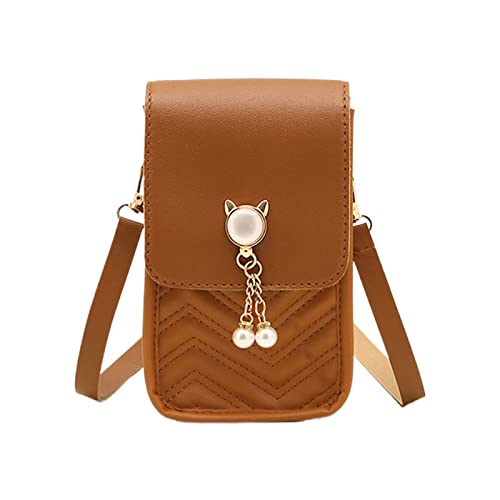 Watreketal Messenger Tasche Für Frauen Süße Schulter Damen Leder Handy Mädchen All Matching Pearl Crossbody Frauen PU Schulter Einfacher Perlen Crossbody Handy von Watreketal