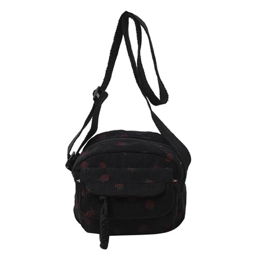 Watreketal Mode Cord Crossbody Tasche Mit Mehreren Fächern Süßer Erdbeerabdruck Schultertasche Für Damen Compact Crossbody von Watreketal