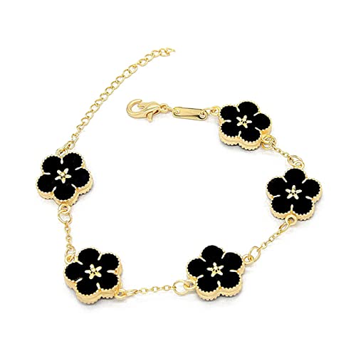 Watreketal Mode Fünf Blumenblumendekor Kettenarmband Für Frauen Pflaumenblüten Doppelseitig Charme Armbänder Armreifen Armreifen von Watreketal
