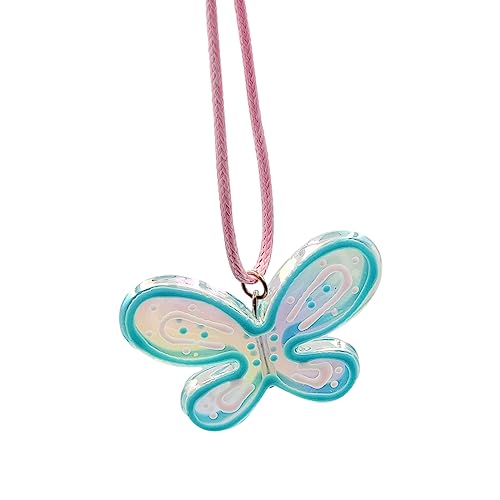 Watreketal Mode Süße Farbenfrohe Schmetterling Anhänger Halskette Elegante Schlüsselbeutel Kette Statement Schmuck Halsband Choker Künstlicher Kristallschmuck Colarbone von Watreketal